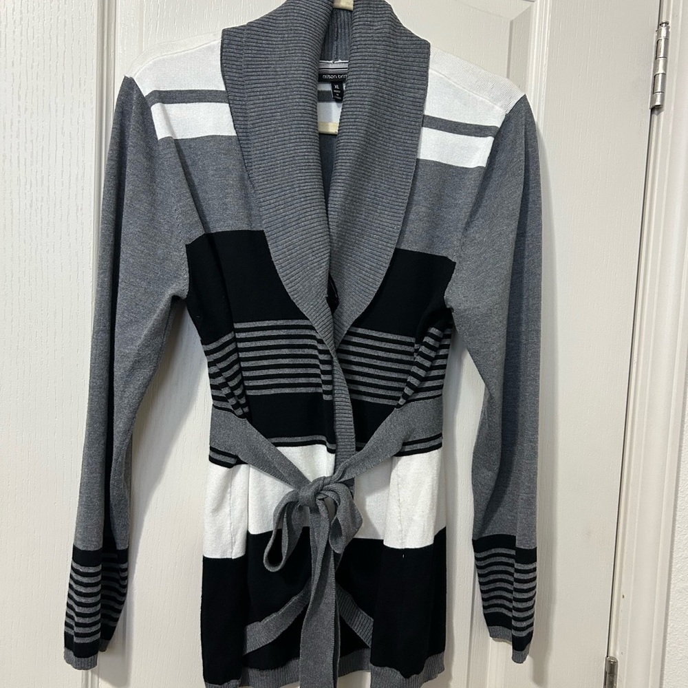 Allison Brittney Gray Ribbed Cardigan